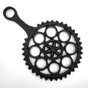 Cast Iron Trivet JZH 1948 Mt Vernon VA Cooking Decor Vintage Black Retro Kitchen